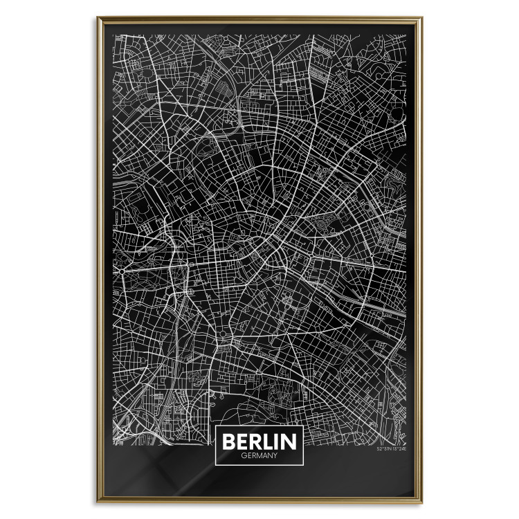 Wall Poster Dark Map of Berlin - black and white composition with the German city 118142 additionalImage 20