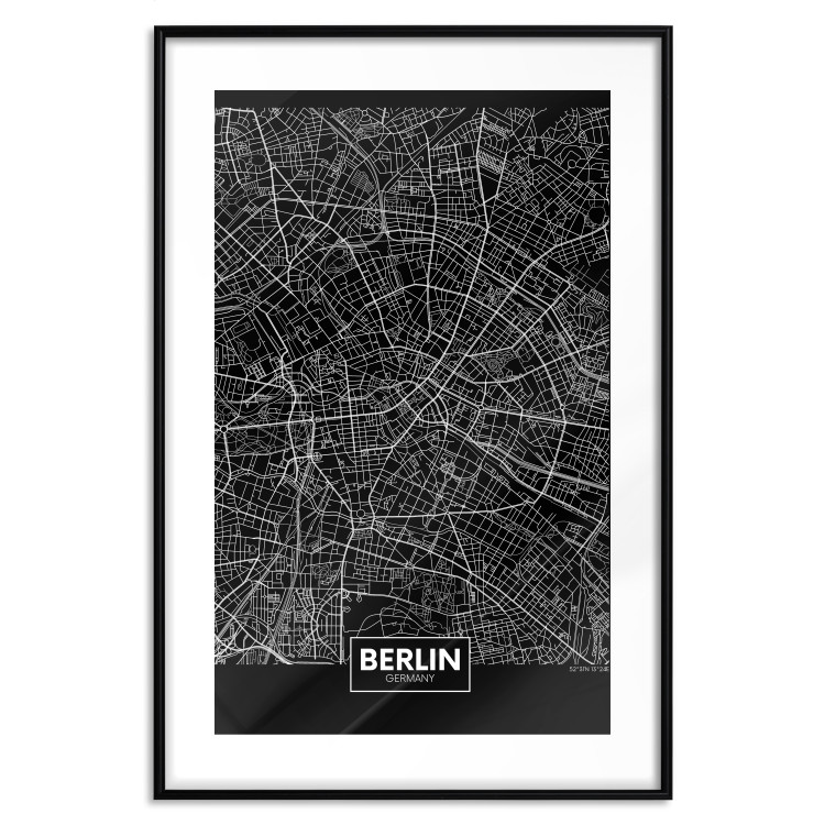Wall Poster Dark Map of Berlin - black and white composition with the German city 118142 additionalImage 15