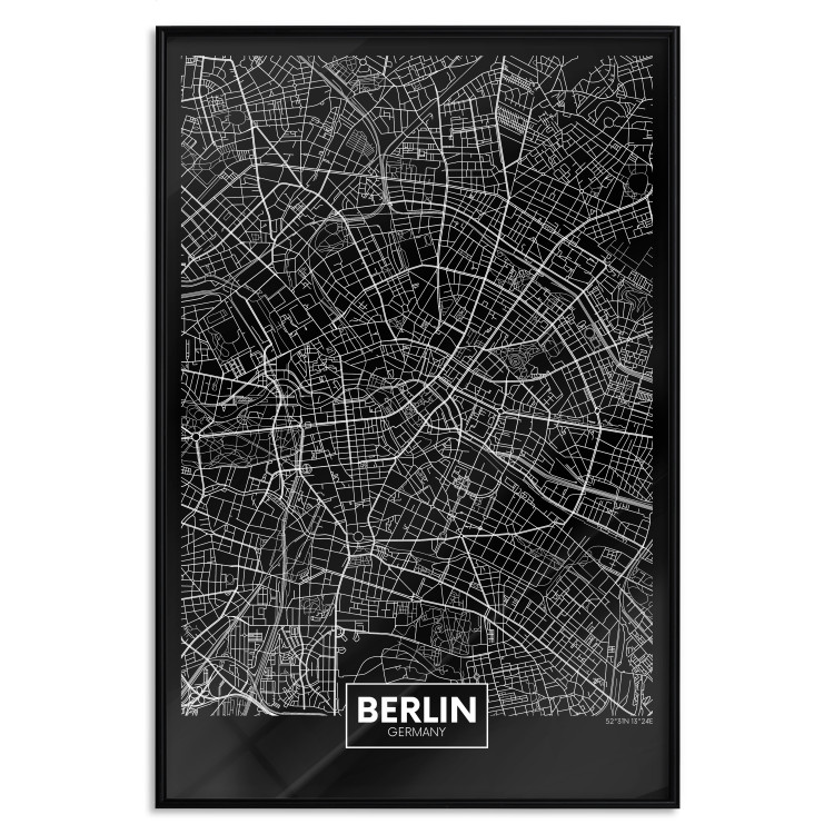 Wall Poster Dark Map of Berlin - black and white composition with the German city 118142 additionalImage 24