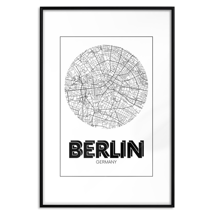 Poster Retro Berlin - black and white map of the capital of Germany with English texts 118442 additionalImage 15