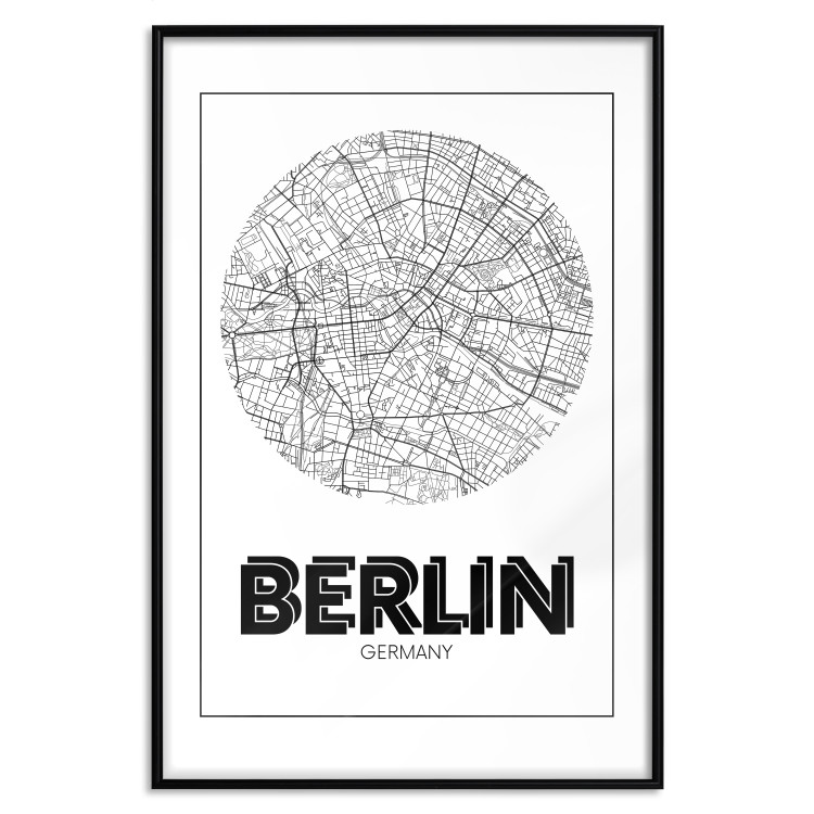 Poster Retro Berlin - black and white map of the capital of Germany with English texts 118442 additionalImage 18