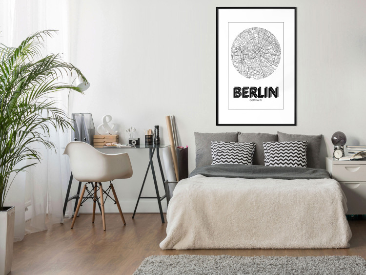 Poster Retro Berlin - black and white map of the capital of Germany with English texts 118442 additionalImage 4