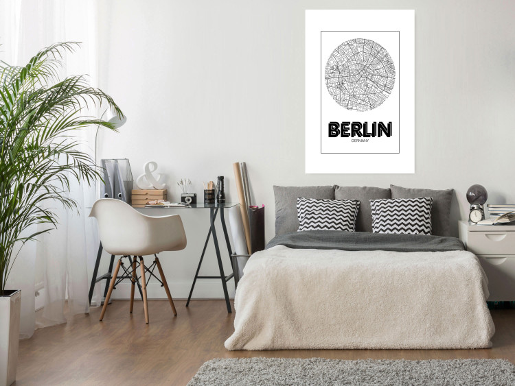 Poster Retro Berlin - black and white map of the capital of Germany with English texts 118442 additionalImage 2