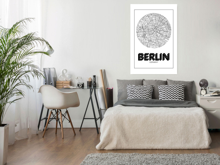 Poster Retro Berlin - black and white map of the capital of Germany with English texts 118442 additionalImage 17