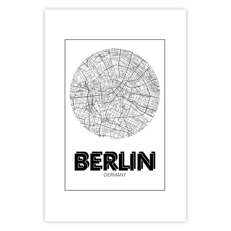 Poster Retro Berlin - black and white map of the capital of Germany with English texts 118442 additionalImage 19