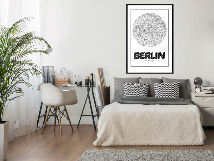 Poster Retro Berlin - black and white map of the capital of Germany with English texts 118442 additionalImage 3