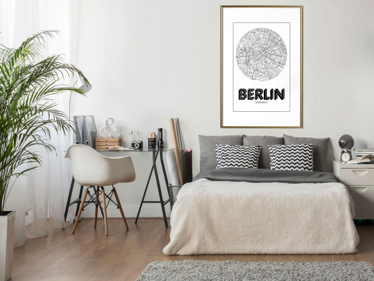 Poster Retro Berlin - black and white map of the capital of Germany with English texts 118442 additionalImage 13