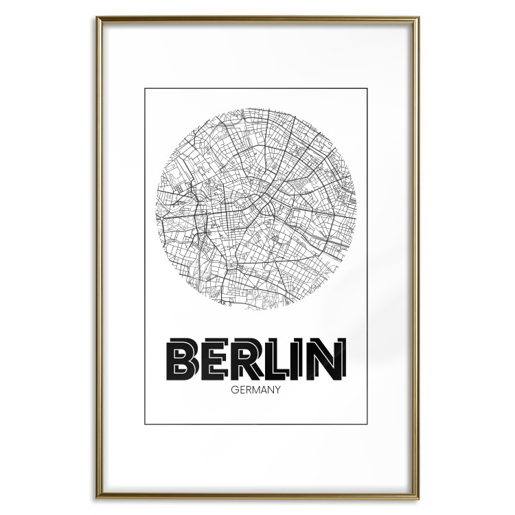 Poster Retro Berlin - black and white map of the capital of Germany with English texts 118442 additionalImage 14