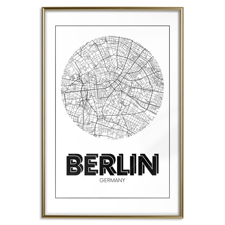 Poster Retro Berlin - black and white map of the capital of Germany with English texts 118442 additionalImage 16