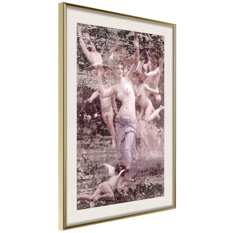 Wall Poster Romantic Ambush - woman against the backdrop of angelic figures in a retro style 122642 additionalImage 2
