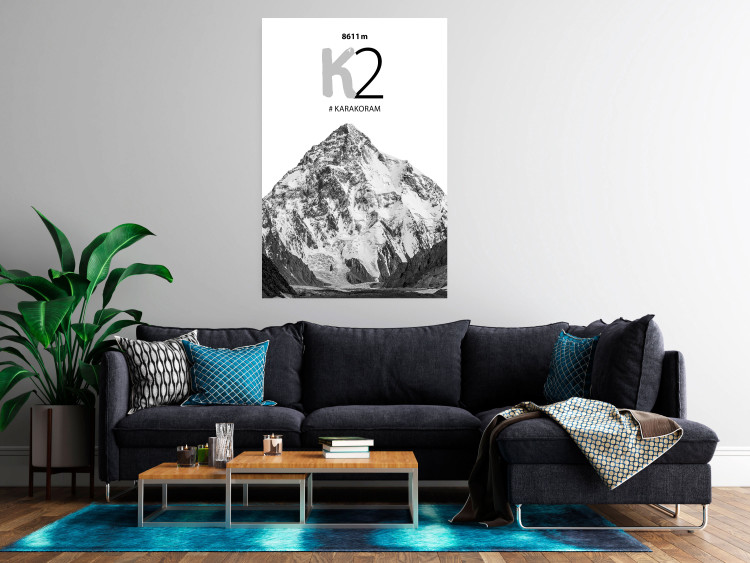 Wall Poster K2 - English captions on black and white mountain landscape backdrop 123742 additionalImage 17