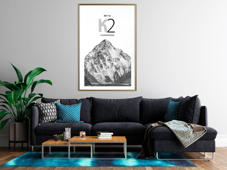 Wall Poster K2 - English captions on black and white mountain landscape backdrop 123742 additionalImage 13