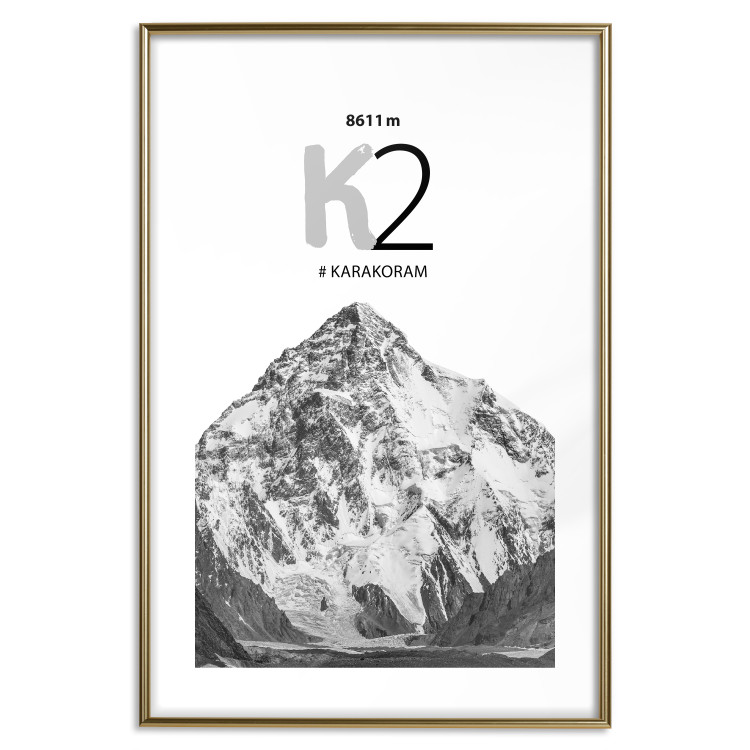 Wall Poster K2 - English captions on black and white mountain landscape backdrop 123742 additionalImage 14
