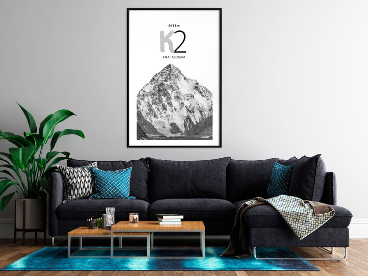 Wall Poster K2 - English captions on black and white mountain landscape backdrop 123742 additionalImage 4