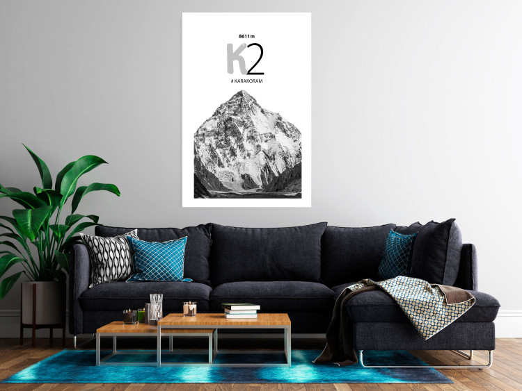 Wall Poster K2 - English captions on black and white mountain landscape backdrop 123742 additionalImage 2