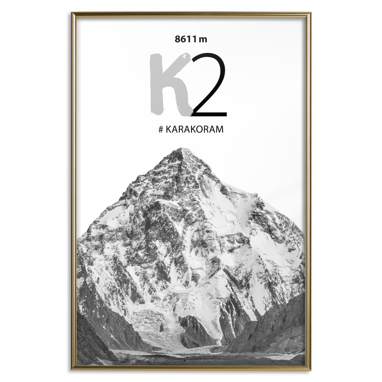 Wall Poster K2 - English captions on black and white mountain landscape backdrop 123742 additionalImage 16