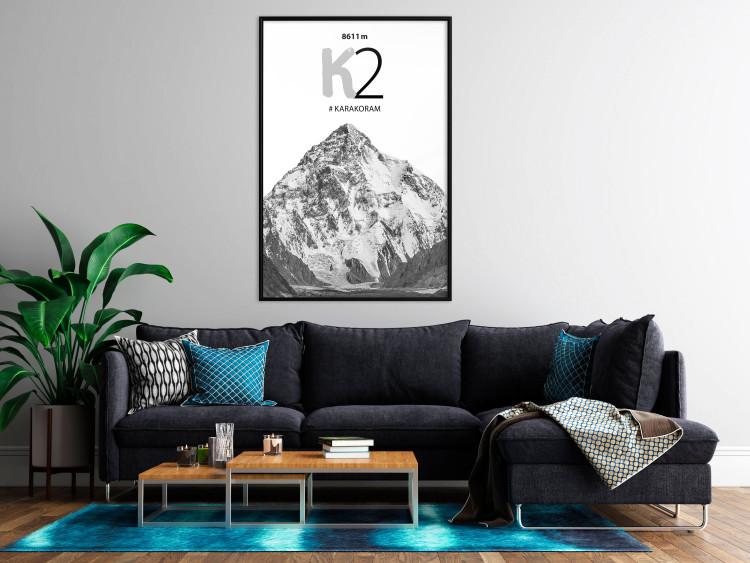 Wall Poster K2 - English captions on black and white mountain landscape backdrop 123742 additionalImage 3