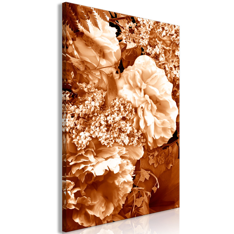 Canvas Art Print Autumn flowers in sepia - monochrome photo with a bouquet of flowers 123842 additionalImage 2