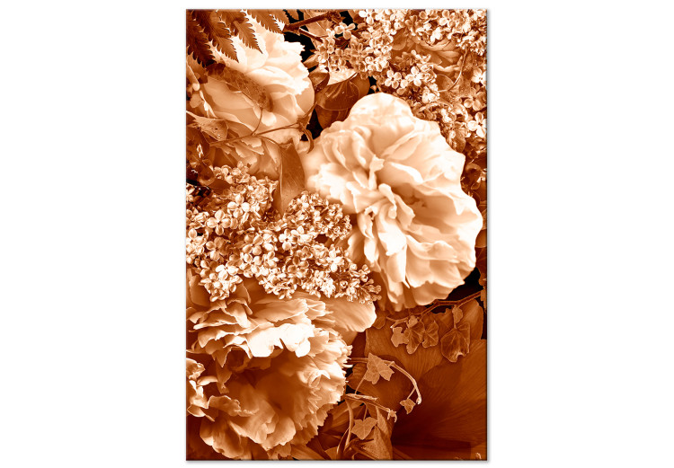 Canvas Art Print Autumn flowers in sepia - monochrome photo with a bouquet of flowers 123842