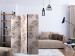 Room Divider Pink Palms (3-piece) - pattern of tropical leaves with a hint of bronze 124242 additionalThumb 4