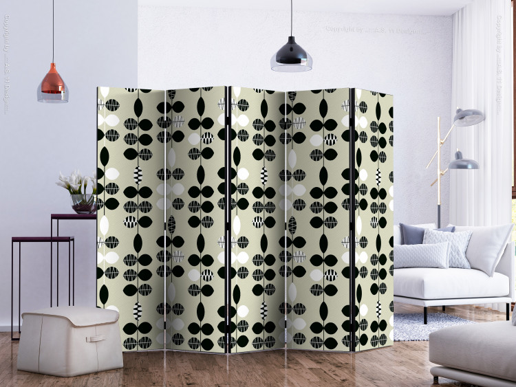 Room Separator Black and White Dots II (5-piece) - composition in geometric patterns 124342 additionalImage 2
