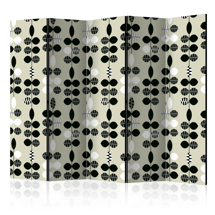 Room Separator Black and White Dots II (5-piece) - composition in geometric patterns 124342