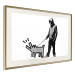 Poster Dog Art - black and white character holding a dog on leash in Banksy style 124442 additionalThumb 2
