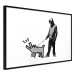 Poster Dog Art - black and white character holding a dog on leash in Banksy style 124442 additionalThumb 11