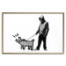 Poster Dog Art - black and white character holding a dog on leash in Banksy style 124442 additionalThumb 26