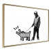 Poster Dog Art - black and white character holding a dog on leash in Banksy style 124442 additionalThumb 12