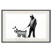 Poster Dog Art - black and white character holding a dog on leash in Banksy style 124442 additionalThumb 18