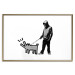 Poster Dog Art - black and white character holding a dog on leash in Banksy style 124442 additionalThumb 14