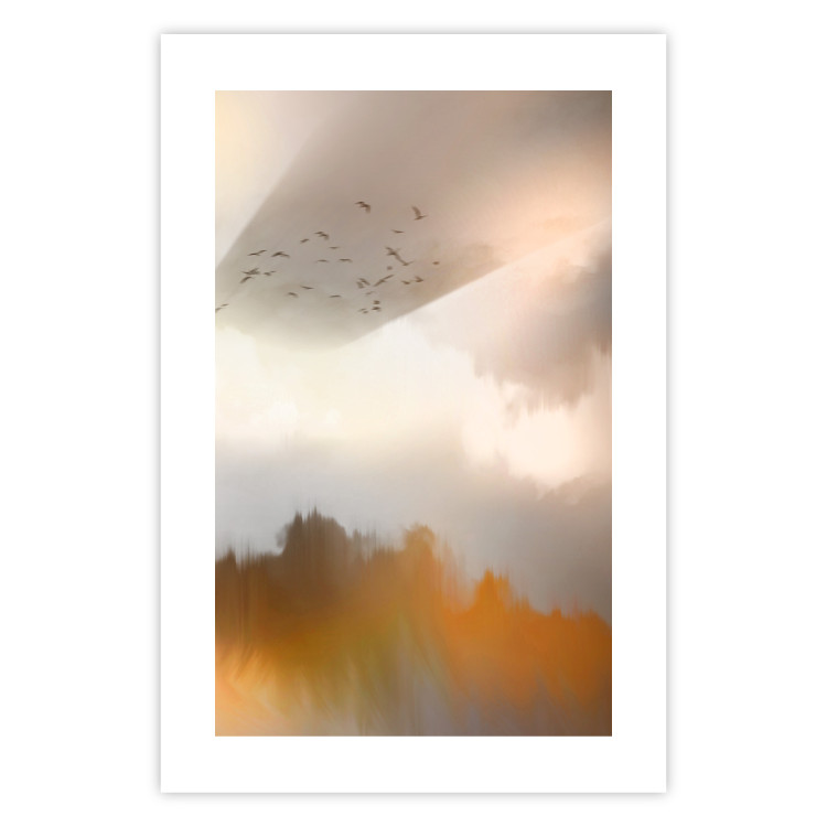 Wall Poster Nostalgia - abstract landscape of birds in the sky in golden hues 126242 additionalImage 18