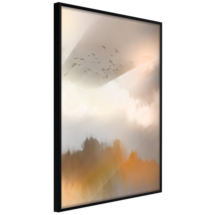 Wall Poster Nostalgia - abstract landscape of birds in the sky in golden hues 126242 additionalImage 10