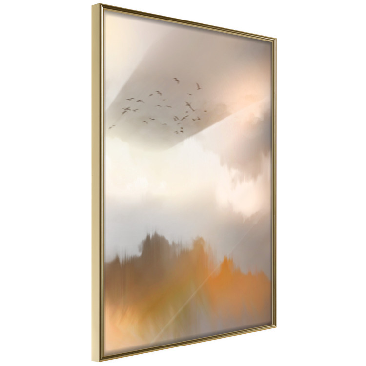Wall Poster Nostalgia - abstract landscape of birds in the sky in golden hues 126242 additionalImage 12
