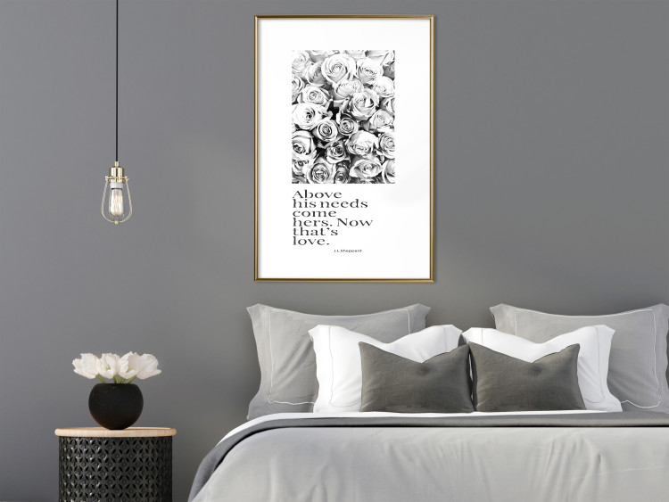 Wall Poster Above His Needs Come Hers. Now That's Love - black flowers and inscriptions 126542 additionalImage 15