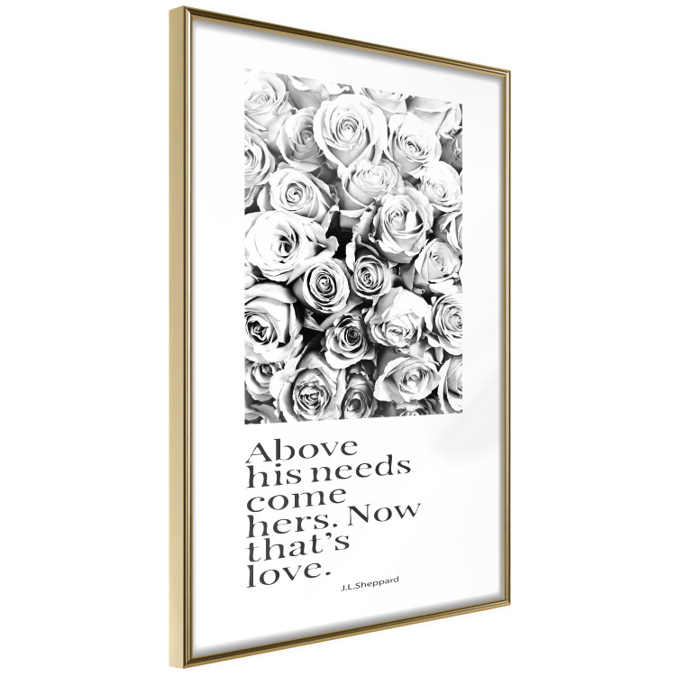 Wall Poster Above His Needs Come Hers. Now That's Love - black flowers and inscriptions 126542 additionalImage 12