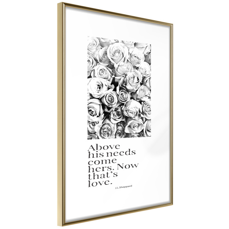 Wall Poster Above His Needs Come Hers. Now That's Love - black flowers and inscriptions 126542 additionalImage 9
