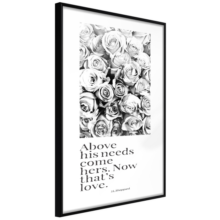 Wall Poster Above His Needs Come Hers. Now That's Love - black flowers and inscriptions 126542 additionalImage 13