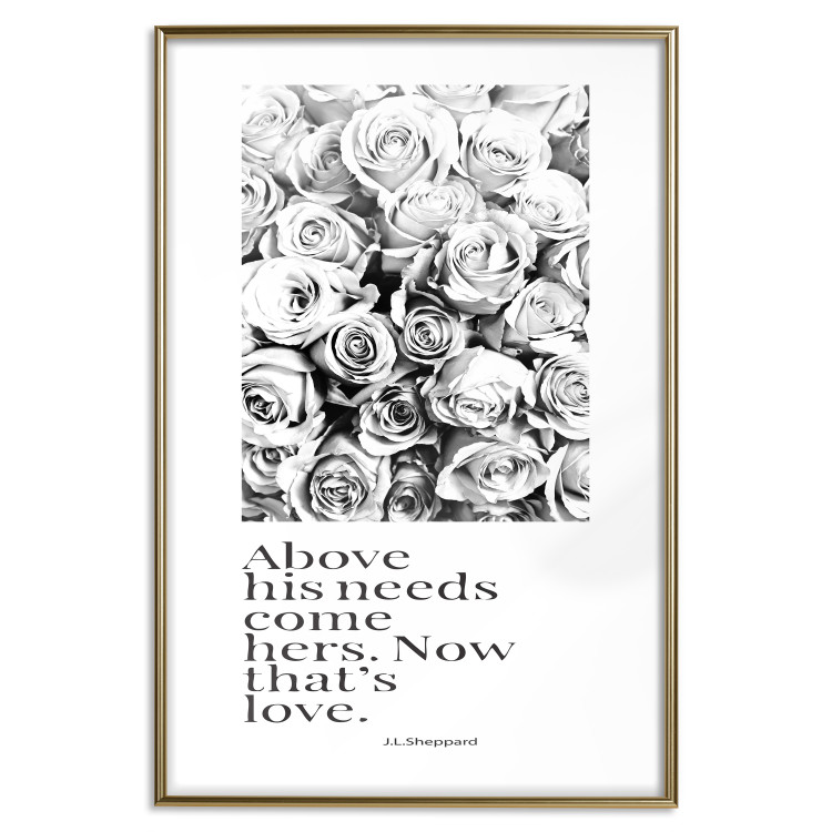 Wall Poster Above His Needs Come Hers. Now That's Love - black flowers and inscriptions 126542 additionalImage 21