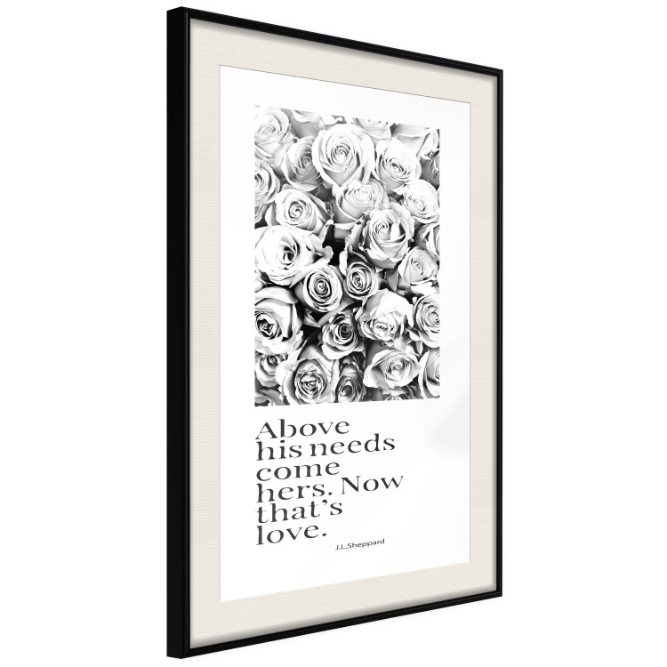 Wall Poster Above His Needs Come Hers. Now That's Love - black flowers and inscriptions 126542 additionalImage 2