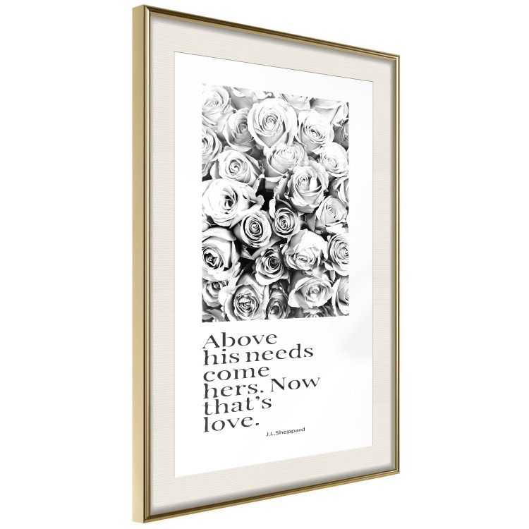 Wall Poster Above His Needs Come Hers. Now That's Love - black flowers and inscriptions 126542 additionalImage 3