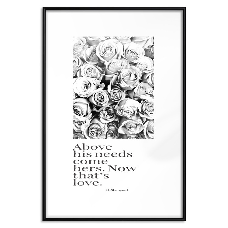 Wall Poster Above His Needs Come Hers. Now That's Love - black flowers and inscriptions 126542 additionalImage 15