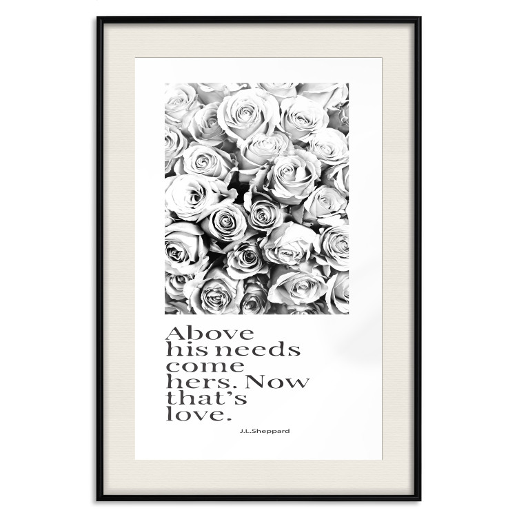 Wall Poster Above His Needs Come Hers. Now That's Love - black flowers and inscriptions 126542 additionalImage 19