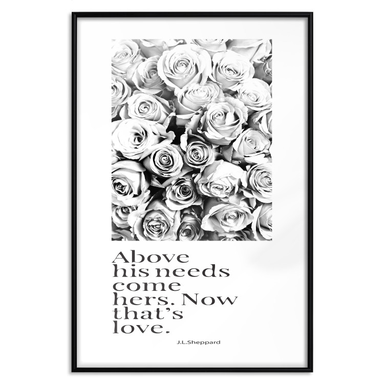 Wall Poster Above His Needs Come Hers. Now That's Love - black flowers and inscriptions 126542 additionalImage 18