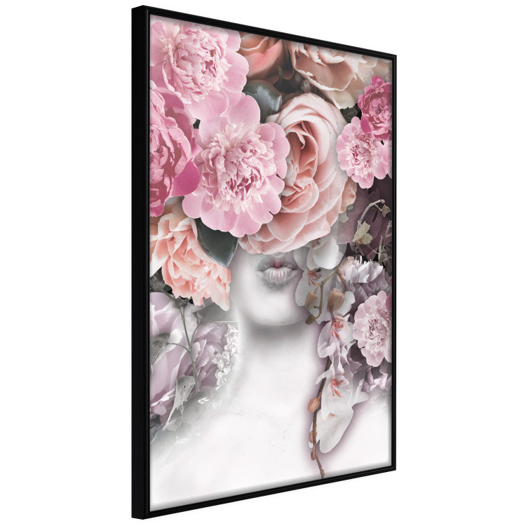 Wall Poster Give a Kiss - abstract portrait of a woman surrounded by light roses 127242 additionalImage 13