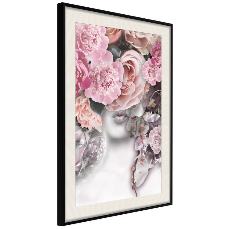 Wall Poster Give a Kiss - abstract portrait of a woman surrounded by light roses 127242 additionalImage 2