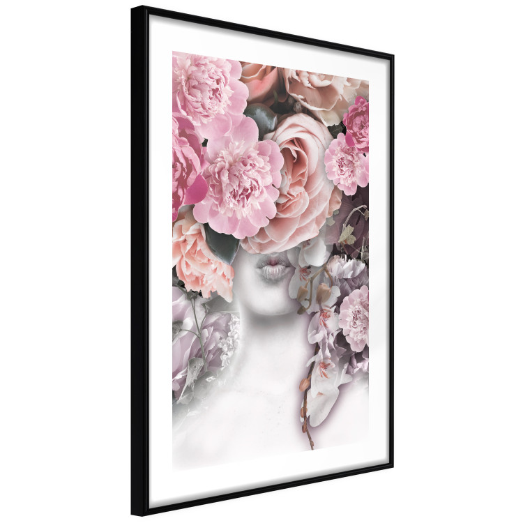 Wall Poster Give a Kiss - abstract portrait of a woman surrounded by light roses 127242 additionalImage 8