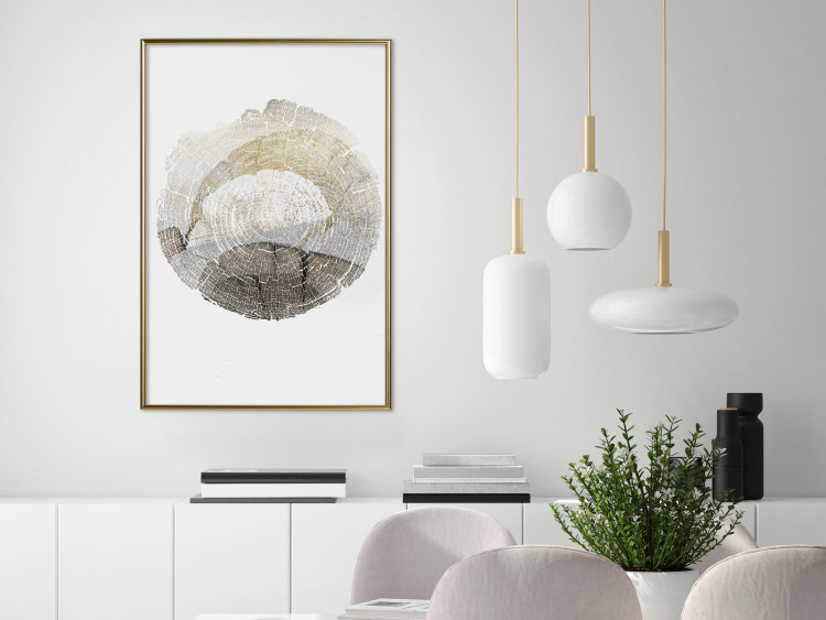 Poster Trace - light composition with the texture of a tree cross-section on a white background 127342 additionalImage 5
