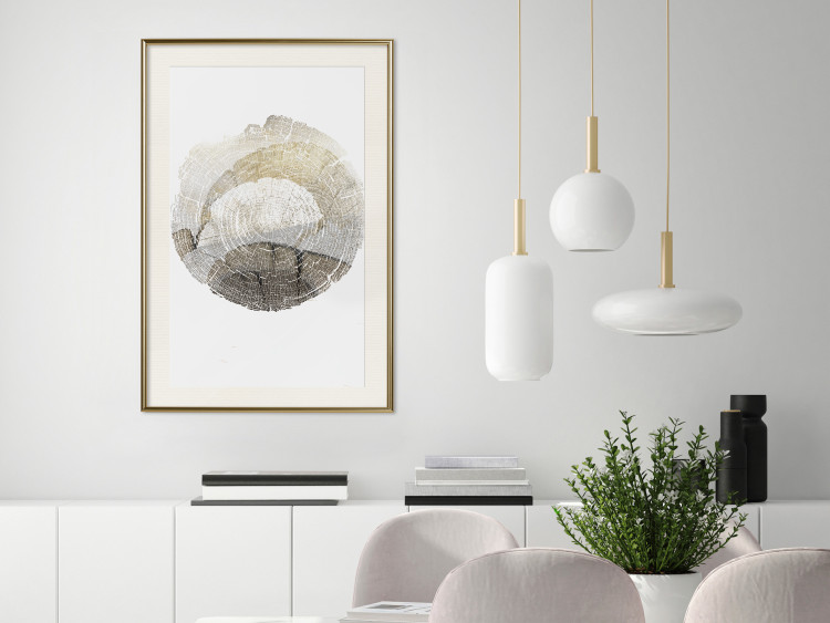 Poster Trace - light composition with the texture of a tree cross-section on a white background 127342 additionalImage 22